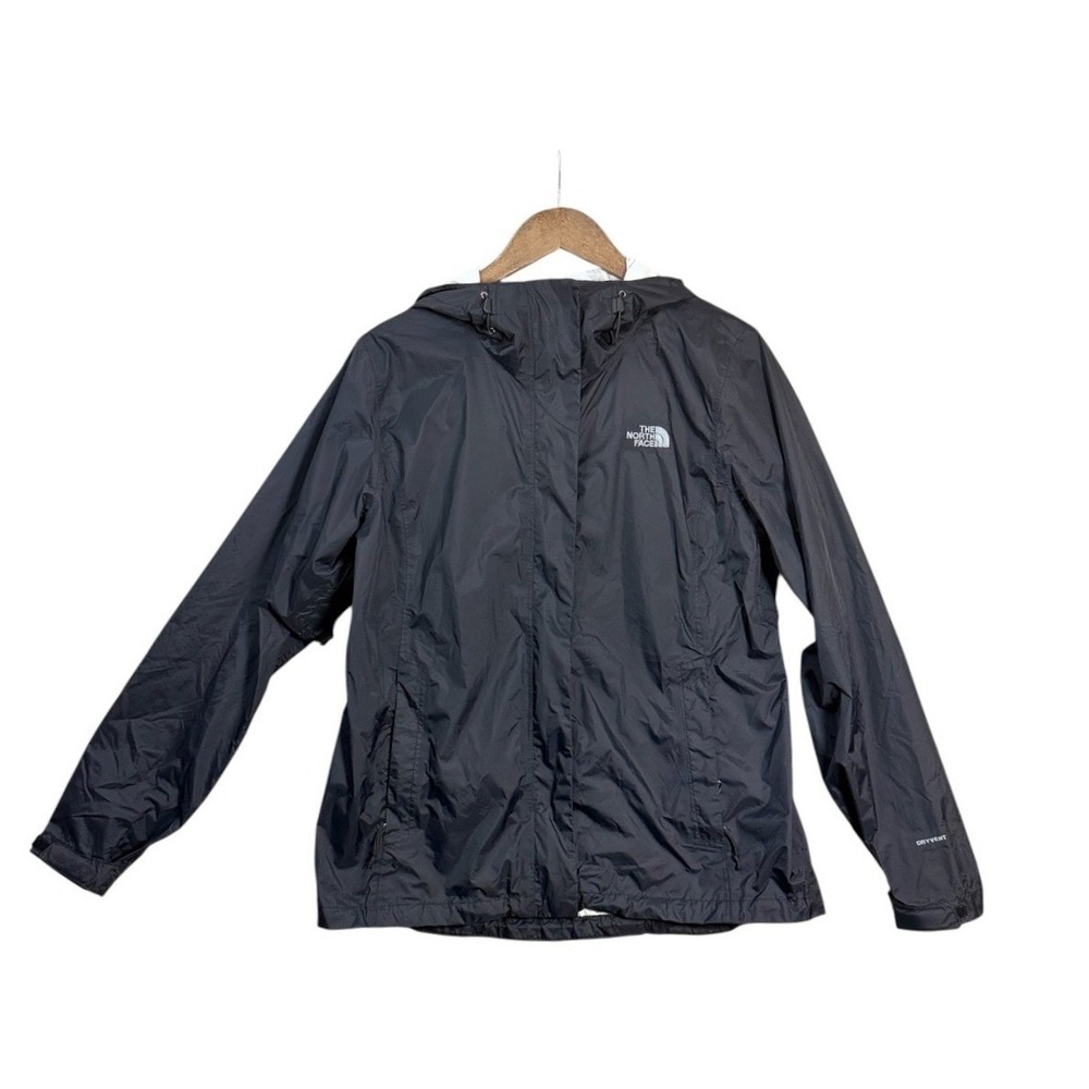 The North Face Womens DryVent Rain Jacket L Black Hooded Waterproof Packable
